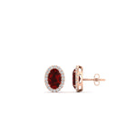 Load image into Gallery viewer, oval-ruby-halo-diamond-stud-earrings-in-rose-gold-FDEAR11209GRUDR-NL-RG

