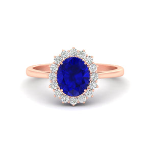 Oval Gemstone Halo Cathedral Ring
