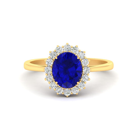 Oval Gemstone Halo Diamond Engagement Ring