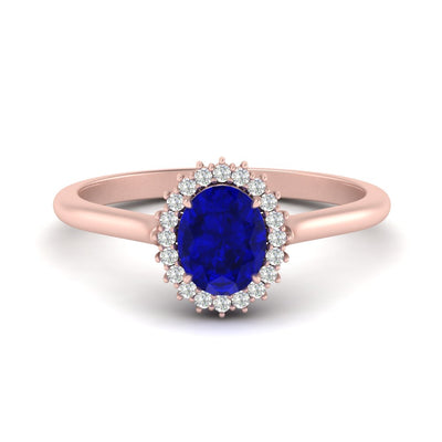 Oval Gemstone Halo Cathedral Ring