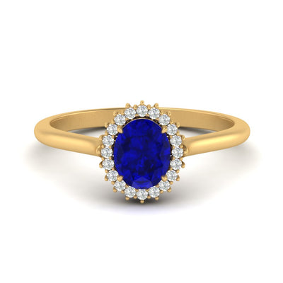 Oval Gemstone Halo Cathedral Ring