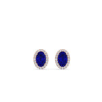 Load image into Gallery viewer, oval-sapphire-halo-diamond-stud-earrings-in-rose-gold-FDEAR11209GSABL-NL-RG
