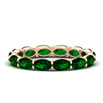 Load image into Gallery viewer, oval-shape-5-carat-sideways-emerald-wedding-band-in-rose-gold-FDEWB8425OVGEMGR-5.00CT-NL-RG