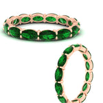 Load image into Gallery viewer, oval-shape-5-carat-sideways-emerald-wedding-band-in-rose-gold-FDEWB8425OVGEMGRANGLE3-5.00CT-NL-RG