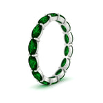 Load image into Gallery viewer, oval-shape-5-carat-sideways-emerald-wedding-band-in-white-gold-FDEWB8425OVGEMGRANGLE2-5.00CT-NL-WG