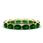 Load image into Gallery viewer, oval-shape-5-carat-sideways-emerald-wedding-band-in-yellow-gold-FDEWB8425OVGEMGR-5.00CT-NL-YG