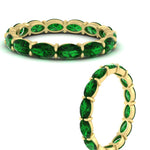Load image into Gallery viewer, oval-shape-5-carat-sideways-emerald-wedding-band-in-yellow-gold-FDEWB8425OVGEMGRANGLE3-5.00CT-NL-YG