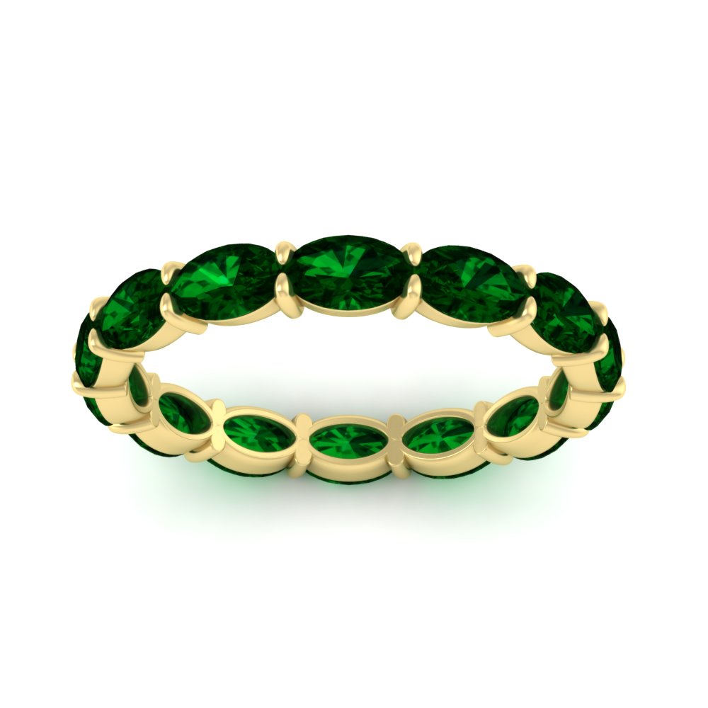 oval-shape-5-carat-sideways-emerald-wedding-band-in-yellow-gold-FDEWB8425OVGEMGRANGLE5-5.00CT-NL-YG