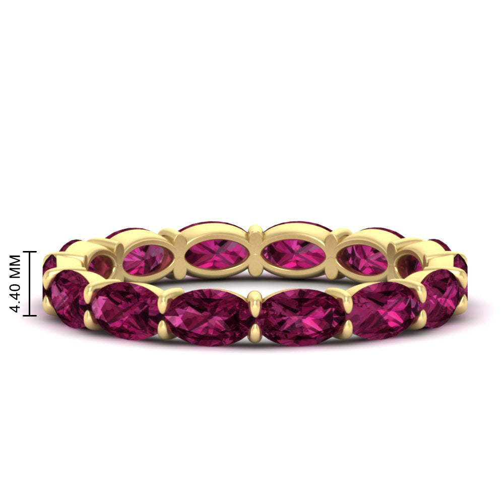 oval-shape-5-carat-sideways-pink-sapphire-wedding-band-in-yellow-gold-FDEWB8425OVGSADRPI-5.00CT-NL-YG-HW