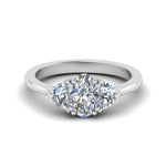 Load image into Gallery viewer, Oval Cut Half Moon 3 Stone Engagement Ring
