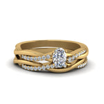 Load image into Gallery viewer, oval-shaped-Infinity-twist-diamond-matching-bridal-set-in-14K-yellow-gold-FD8253OV-NL-YG
