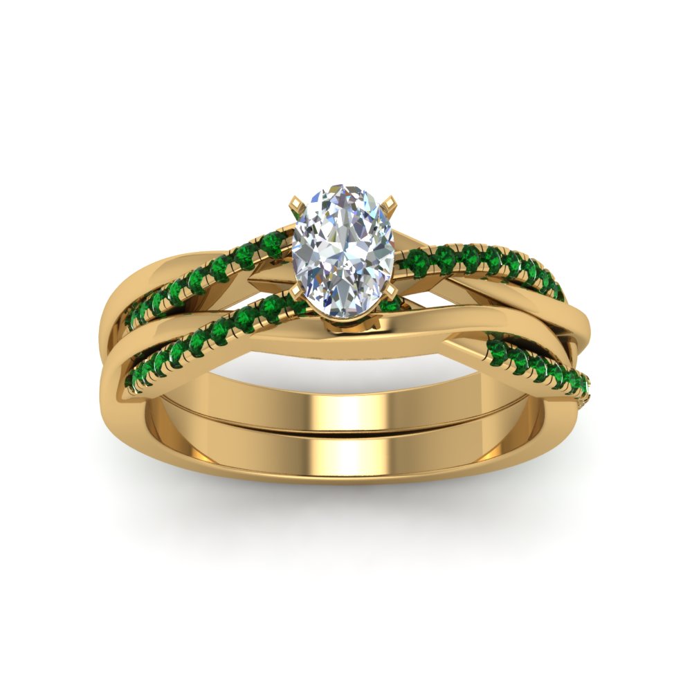 oval-shaped-Infinity-twist-diamond-matching-bridal-set-with-emerald-in-14K-yellow-gold-FD8253OVGEMGR-NL-YG