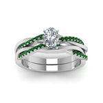 Load image into Gallery viewer, oval-shaped-Infinity-twist-diamond-matching-bridal-set-with-emerald-in-950-Platinum-FD8253OVGEMGR-NL-WG
