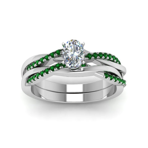 oval-shaped-Infinity-twist-diamond-matching-bridal-set-with-emerald-in-950-Platinum-FD8253OVGEMGR-NL-WG