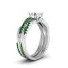 Load image into Gallery viewer, oval-shaped-Infinity-twist-diamond-matching-bridal-set-with-emerald-in-14K-white-gold-FD8253OVGEMGR-NL-WG