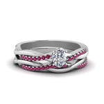 Load image into Gallery viewer, oval-shaped-Infinity-twist-diamond-matching-bridal-set-with-pink-sapphire-in-950-Platinum-FD8253OVGSADRPI-NL-WG
