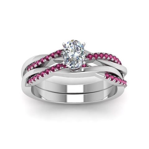 oval-shaped-Infinity-twist-diamond-matching-bridal-set-with-pink-sapphire-in-950-Platinum-FD8253OVGSADRPI-NL-WG
