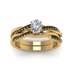 Load image into Gallery viewer, oval-shaped-Infinity-twist-matching-bridal-set-with-black-diamond-in-14K-yellow-gold-FD8253OVGBLACK-NL-YG
