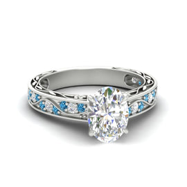 Filigree Oval Shaped Lab Created Vintage Engagement Ring