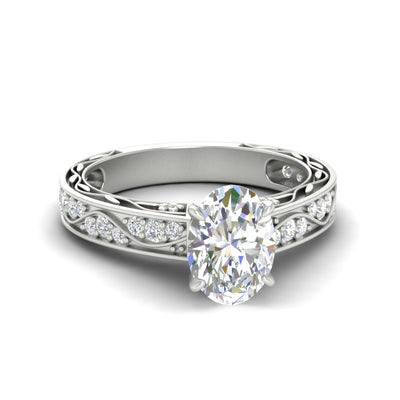 Antique Style Filigree Authentic Oval Diamond Ring