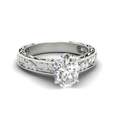 Antique Style Filigree Authentic Oval Diamond Ring