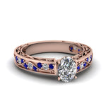 Load image into Gallery viewer, oval-shaped-antique-filigree-diamond-ring-with-blue-sapphire-in-14K-rose-gold-FDENS3543OVRGSABL-NL-RG
