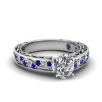 Load image into Gallery viewer, oval-shaped-antique-filigree-diamond-ring-with-blue-sapphire-in-14K-white-gold-FDENS3543OVRGSABL-NL-WG

