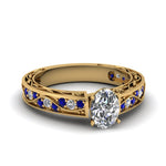 Load image into Gallery viewer, oval-shaped-antique-filigree-diamond-ring-with-blue-sapphire-in-14K-yellow-gold-FDENS3543OVRGSABL-NL-YG
