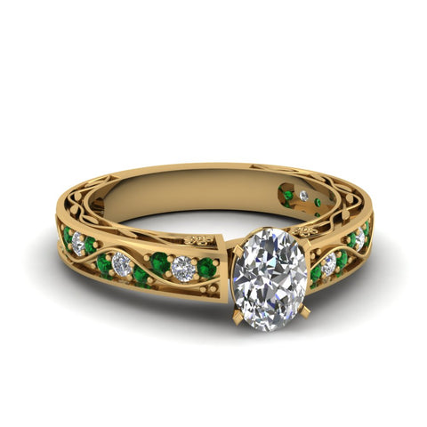 oval-shaped-antique-filigree-diamond-ring-with-emerald-in-14K-yellow-gold-FDENS3543OVRGEMGR-NL-YG