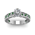 Load image into Gallery viewer, oval-shaped-antique-filigree-diamond-ring-with-emerald-in-950-platinum-FDENS3543OVRGEMGRANGLE5-NL-WG
