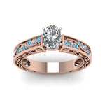 Load image into Gallery viewer, oval-shaped-antique-filigree-diamond-ring-with-ice-blue-topaz-in-14K-rose-gold-FDENS3543OVRGICBLTOANGLE5-NL-RG
