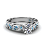 Load image into Gallery viewer, oval-shaped-antique-filigree-diamond-ring-with-ice-blue-topaz-in-14K-white-gold-FDENS3543OVRGICBLTO-NL-WG
