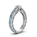 Load image into Gallery viewer, oval-shaped-antique-filigree-diamond-ring-with-ice-blue-topaz-in-14K-white-gold-FDENS3543OVRGICBLTOANGLE2-NL-WG
