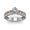 Load image into Gallery viewer, oval-shaped-antique-filigree-diamond-ring-with-orange-sapphire-in-14K-white-gold-FDENS3543OVRGSAORANGLE5-NL-WG_70a56455-4a7c-4a4d-accd-bc2a65e9cc49