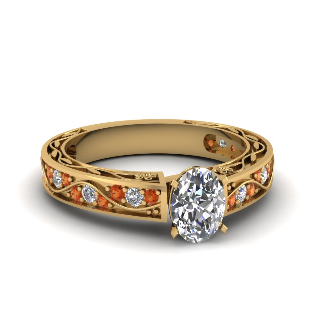 oval-shaped-antique-filigree-diamond-ring-with-orange-sapphire-in-14K-yellow-gold-FDENS3543OVRGSAOR-NL-YG