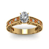 Load image into Gallery viewer, oval-shaped-antique-filigree-diamond-ring-with-orange-sapphire-in-14K-yellow-gold-FDENS3543OVRGSAORANGLE5-NL-YG_86335692-25ee-45ca-9101-2e4232bf90b8