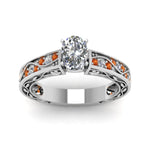 Load image into Gallery viewer, oval-shaped-antique-filigree-diamond-ring-with-orange-sapphire-in-950-platinum-FDENS3543OVRGSAORANGLE5-NL-WG
