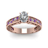 Load image into Gallery viewer, oval-shaped-antique-filigree-diamond-ring-with-violac-topaz-in-14K-rose-gold-FDENS3543OVRGVITOANGLE5-NL-RG_891be85f-83f6-4019-a15d-7867bf2d84f2