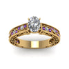 Load image into Gallery viewer, oval-shaped-antique-filigree-diamond-ring-with-violac-topaz-in-14K-yellow-gold-FDENS3543OVRGVITOANGLE5-NL-YG_620c2107-abf6-4554-932a-3c6d3c09b069