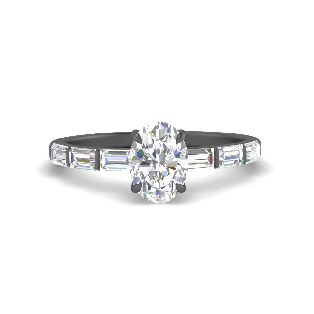 Baguette Thin Band Oval Cut Engagement Ring