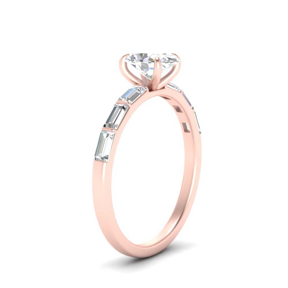 Baguette Thin Band Oval Cut Engagement Ring
