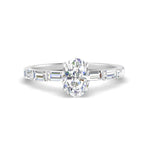 Load image into Gallery viewer, Baguette Thin Band Oval Cut Engagement Ring
