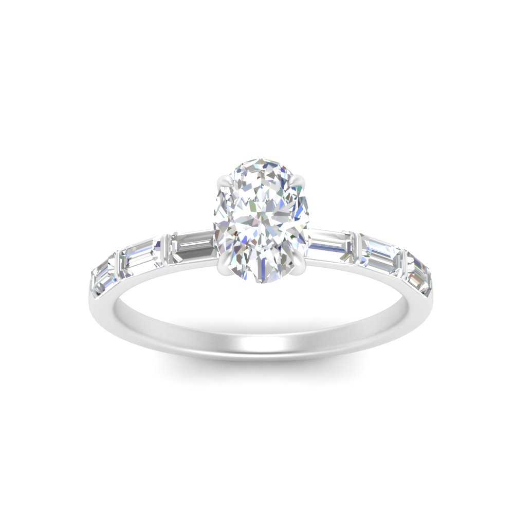 Baguette Thin Band Oval Cut Engagement Ring