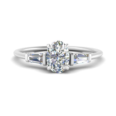 Lab Grown Oval Cut Three Stone Engagement Ring for Women