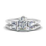 Load image into Gallery viewer, oval-shaped-bar-set-diamond-ring-with-matching-3-baguette-wedding-band-in-FDENS100OV-NL-WG
