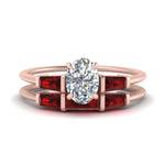 Load image into Gallery viewer, oval-shaped-bar-set-ruby-ring-with-matching-3-baguette-wedding-band-in-FDENS100OVGRUDR-NL-RG
