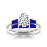 Load image into Gallery viewer, oval-shaped-bar-set-sapphire-ring-with-matching-3-baguette-wedding-band-in-FDENS100OVGSABL-NL-WG
