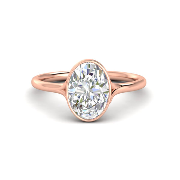 Oval Cut Bezel Set Diamond Solitaire Engagement Ring