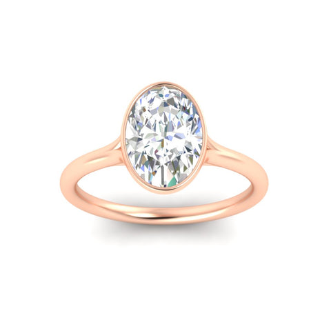 Oval Cut Bezel Set Diamond Solitaire Engagement Ring