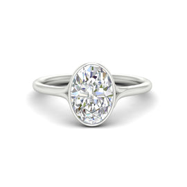 Oval Cut Bezel Set Diamond Solitaire Engagement Ring